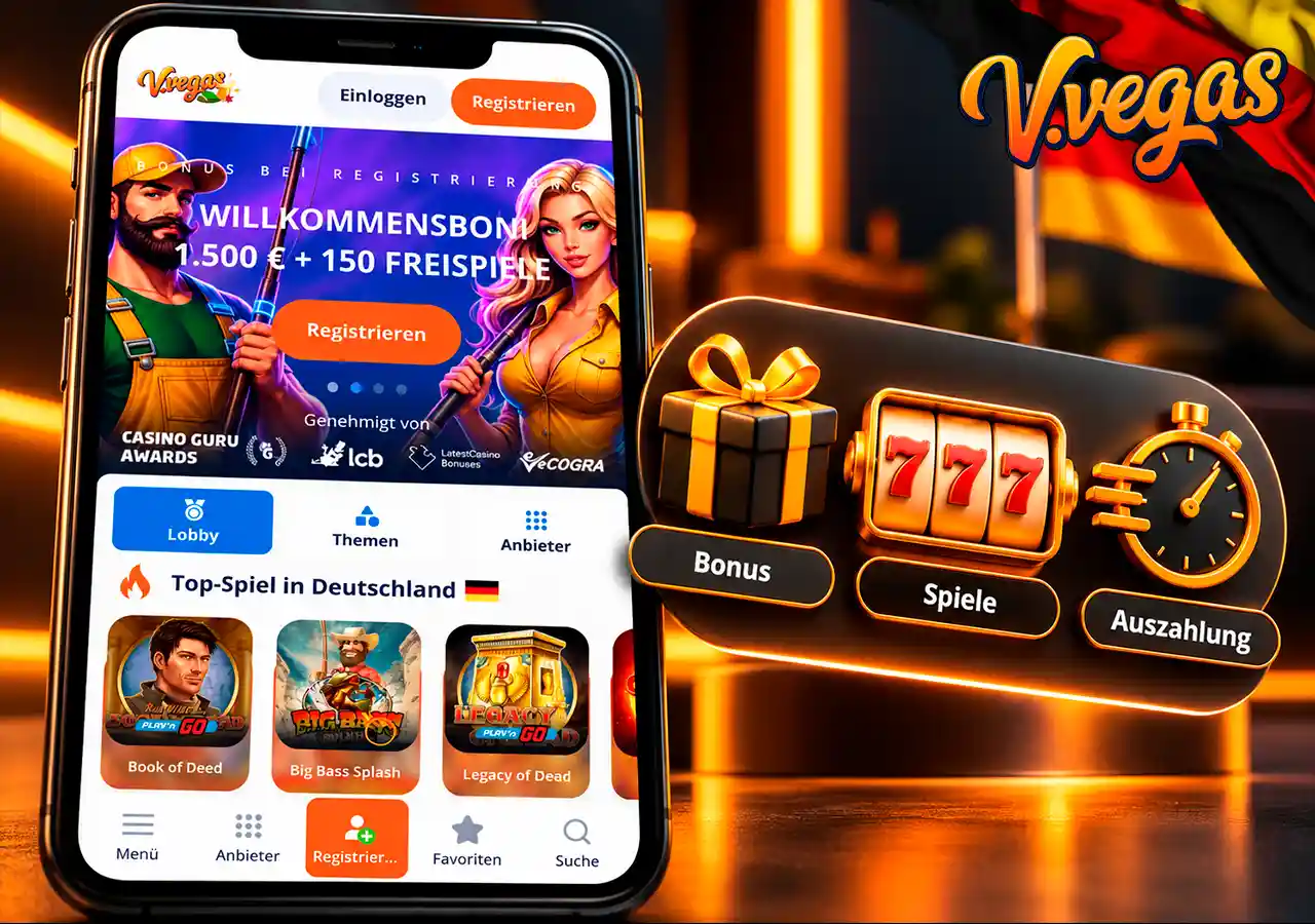 Mobiles Casino mit kompakten Symbolen für Bonus, Spiele und Auszahlung.